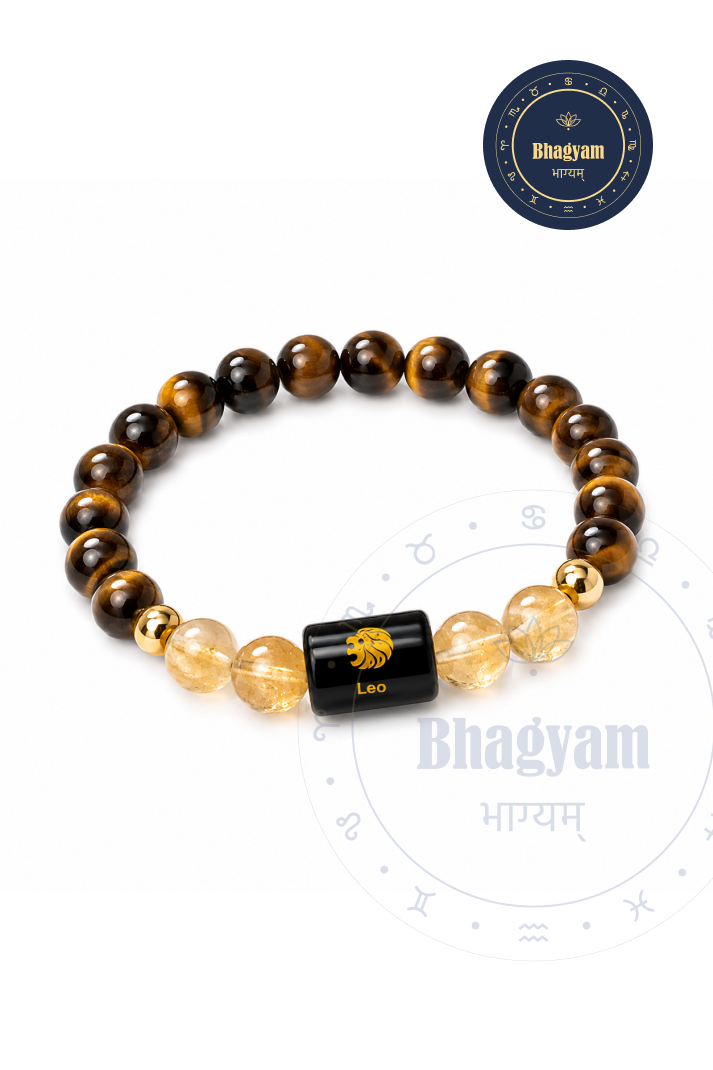Leo (Singh Rashi) Stone Bracelet with FREE Raw Selenite Plate