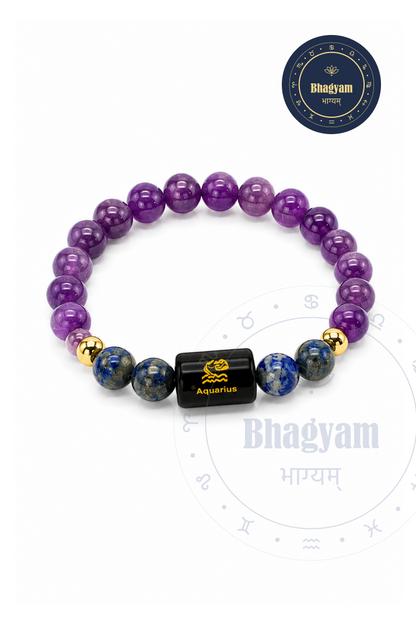 Aquarius (Kumbh Rashi) Stone Bracelet with FREE Raw Selenite Plate