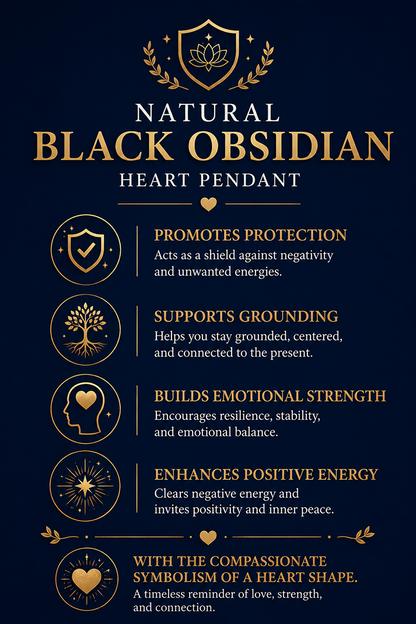 Black Obsidian Heart Pendant Necklace