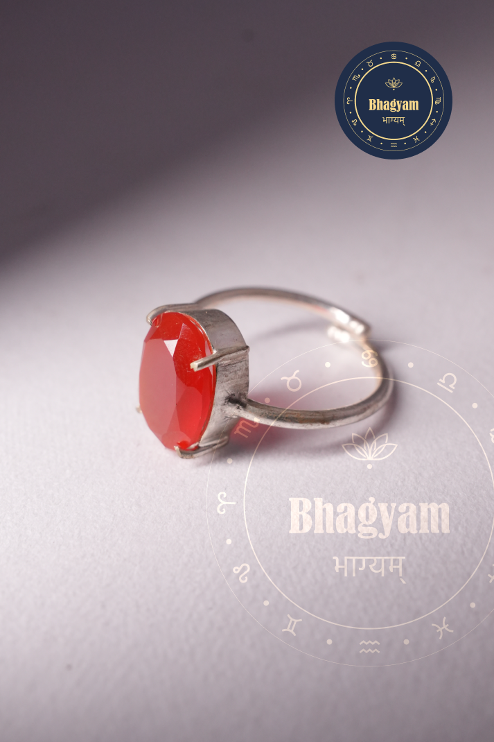 Red Carnelian Silver Plated Adjustable Ring