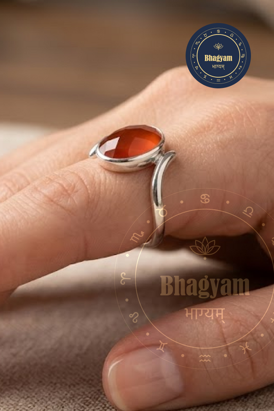Red Carnelian Silver Plated Adjustable Ring