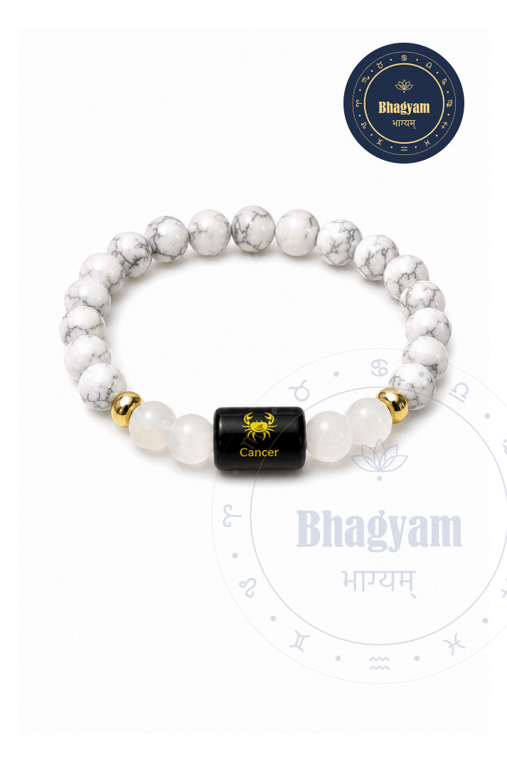 Cancer (Karka Rashi) Stone Bracelet with FREE Selenite Plate