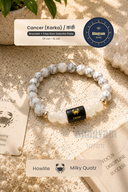Cancer (Karka Rashi) Stone Bracelet with FREE Selenite Plate