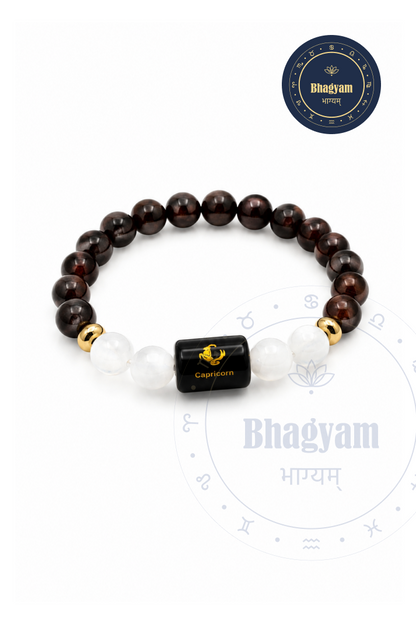 Capricorn (Makar Rashi) Stone Bracelet with FREE Raw Selenite plate