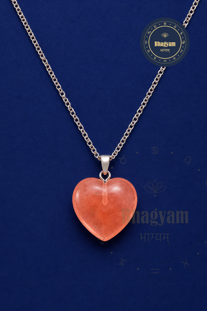 Cherry Quartz Heart Pendant Necklace
