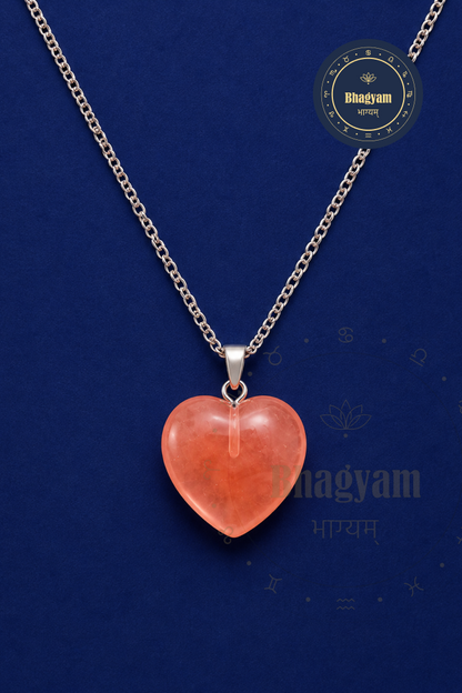 Cherry Quartz Heart Pendant Necklace