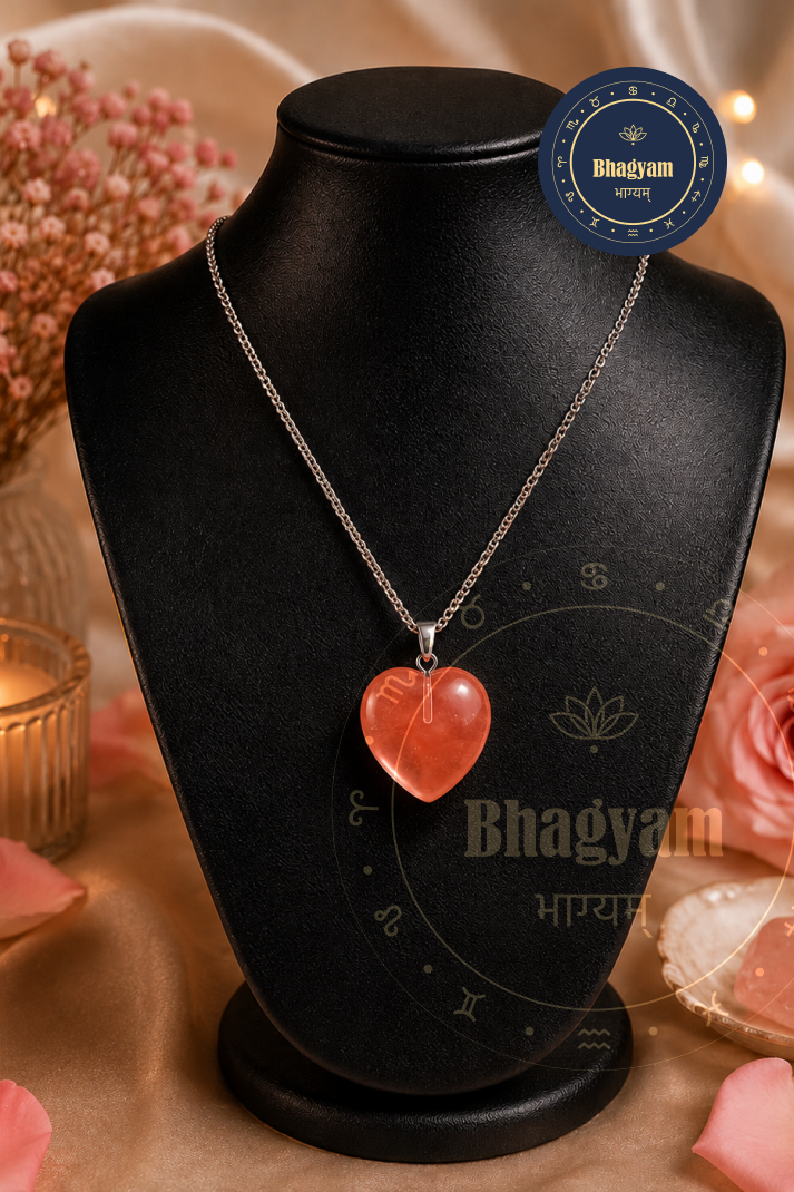 Cherry Quartz Heart Pendant Necklace