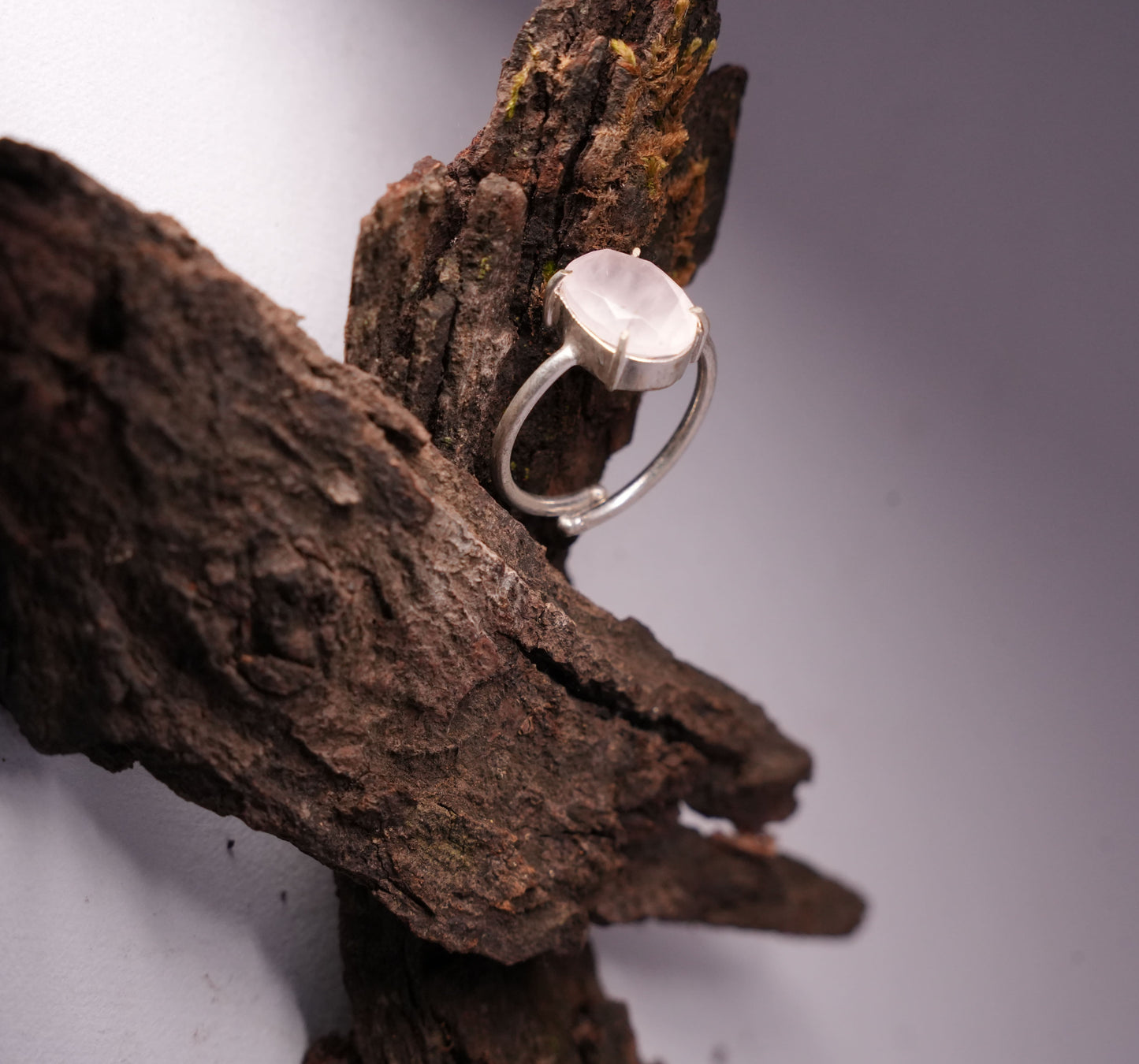 Smokey Quartz Silver Plates Adjustable Ring