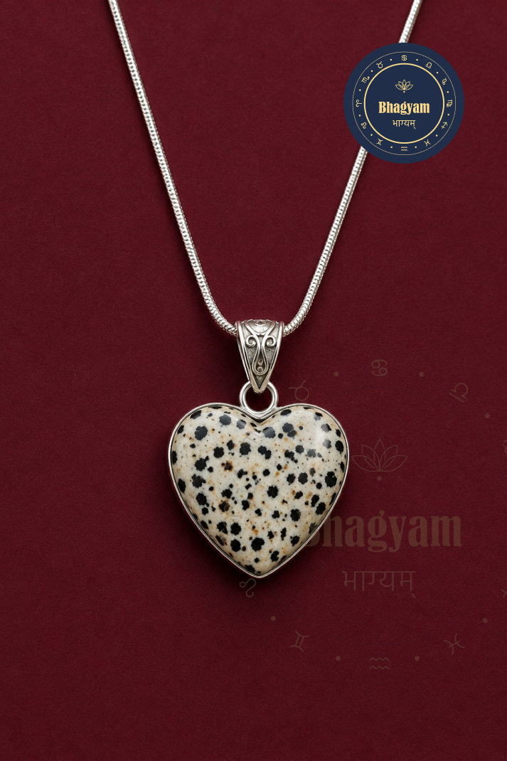 Dalmatian Jasper Heart Pendant Necklace