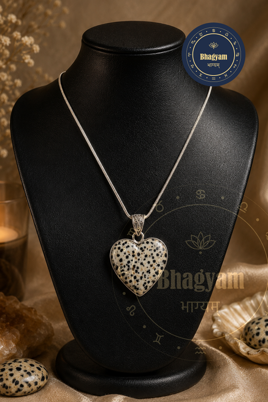 Dalmatian Jasper Heart Pendant Necklace
