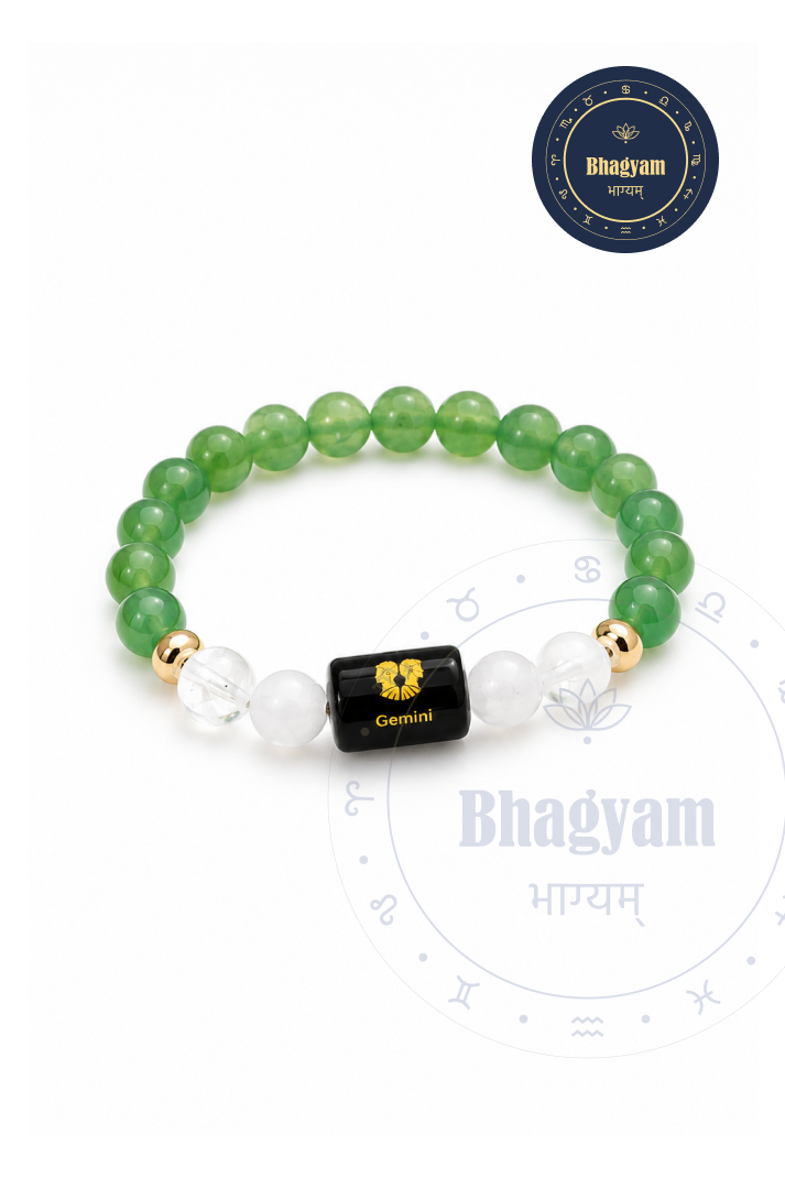 Gemini (Mithun Rashi) Stone Bracelet with FREE Raw Selenite Plate