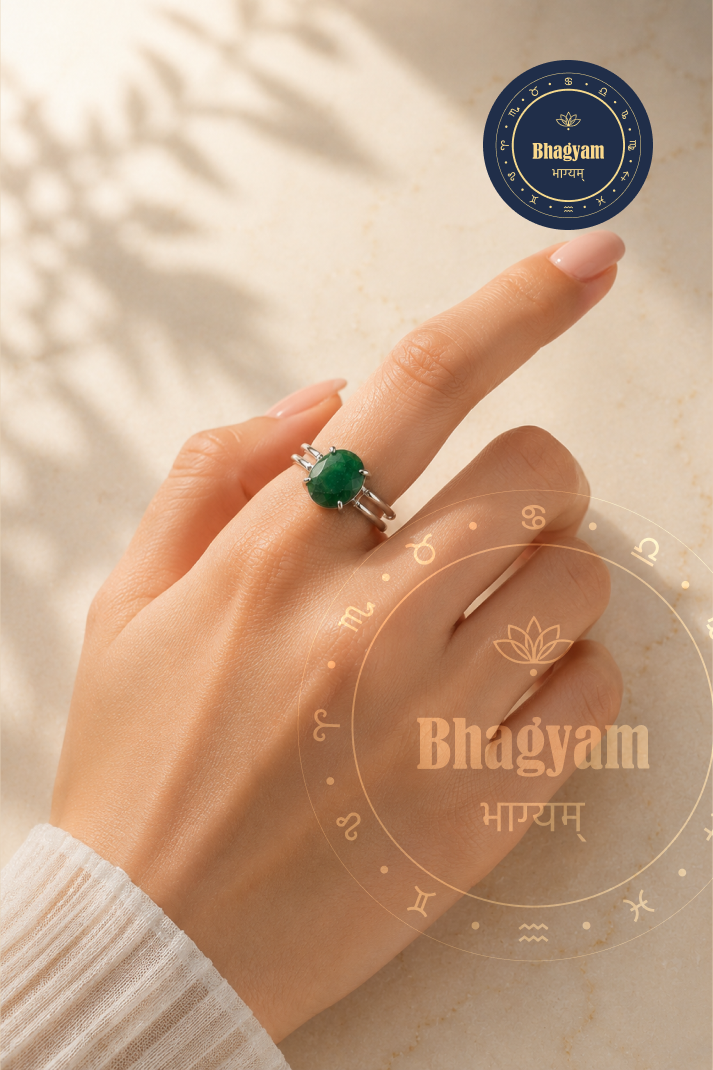 Green Jade Silver Plated Adjustable Ring