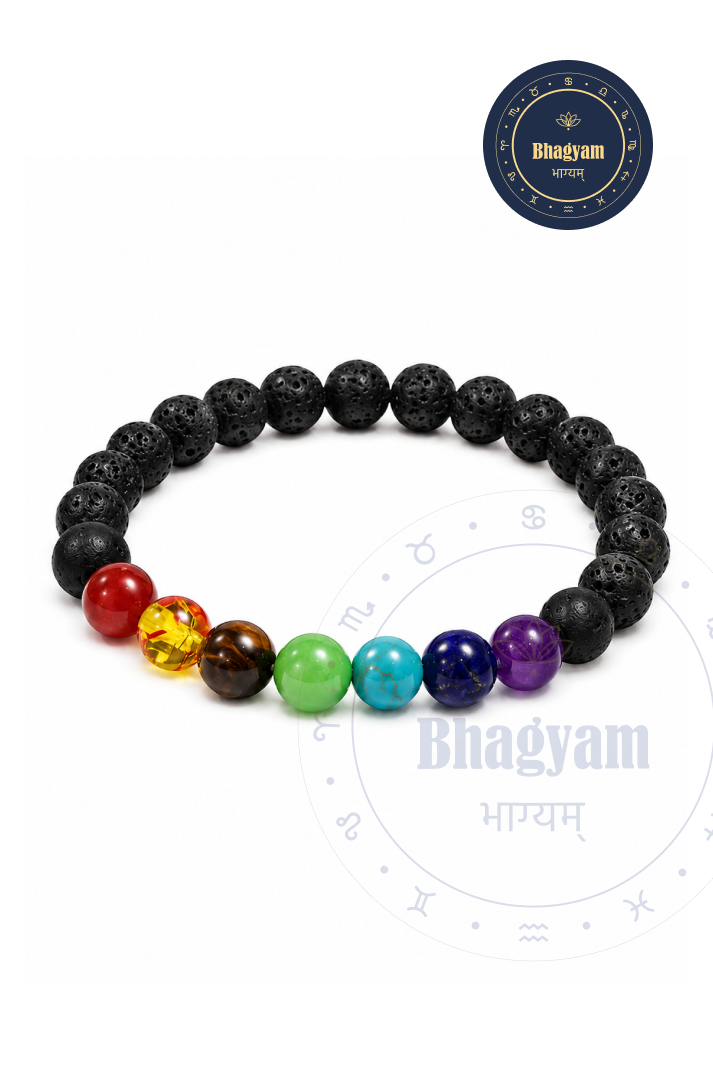 Lava Stone & Seven Chakra Bracelet