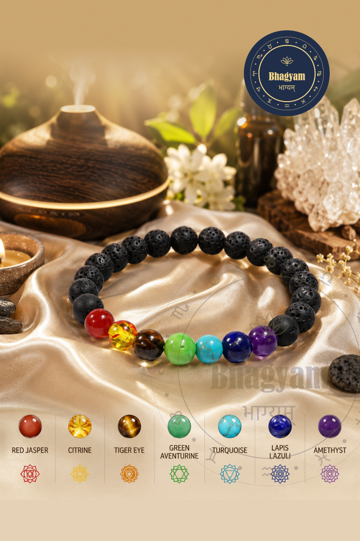 Lava Stone & Seven Chakra Bracelet