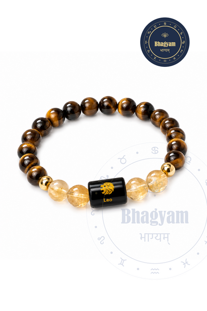 Leo (Singh Rashi) Stone Bracelet with FREE Raw Selenite Plate