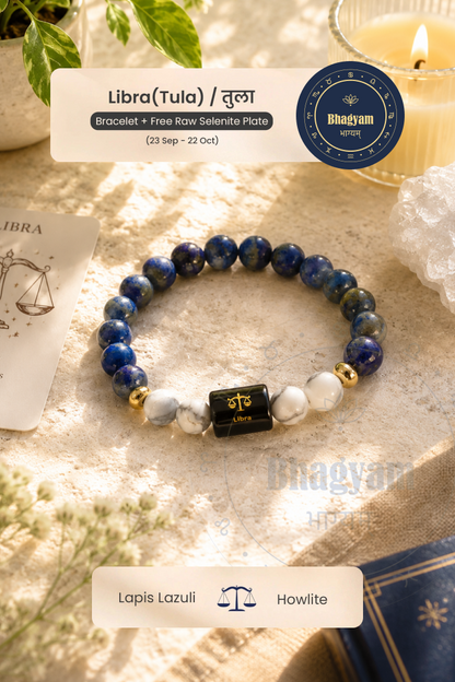 Libra (Tula Rashi) Stone Bracelet with FREE Raw Selenite Plate