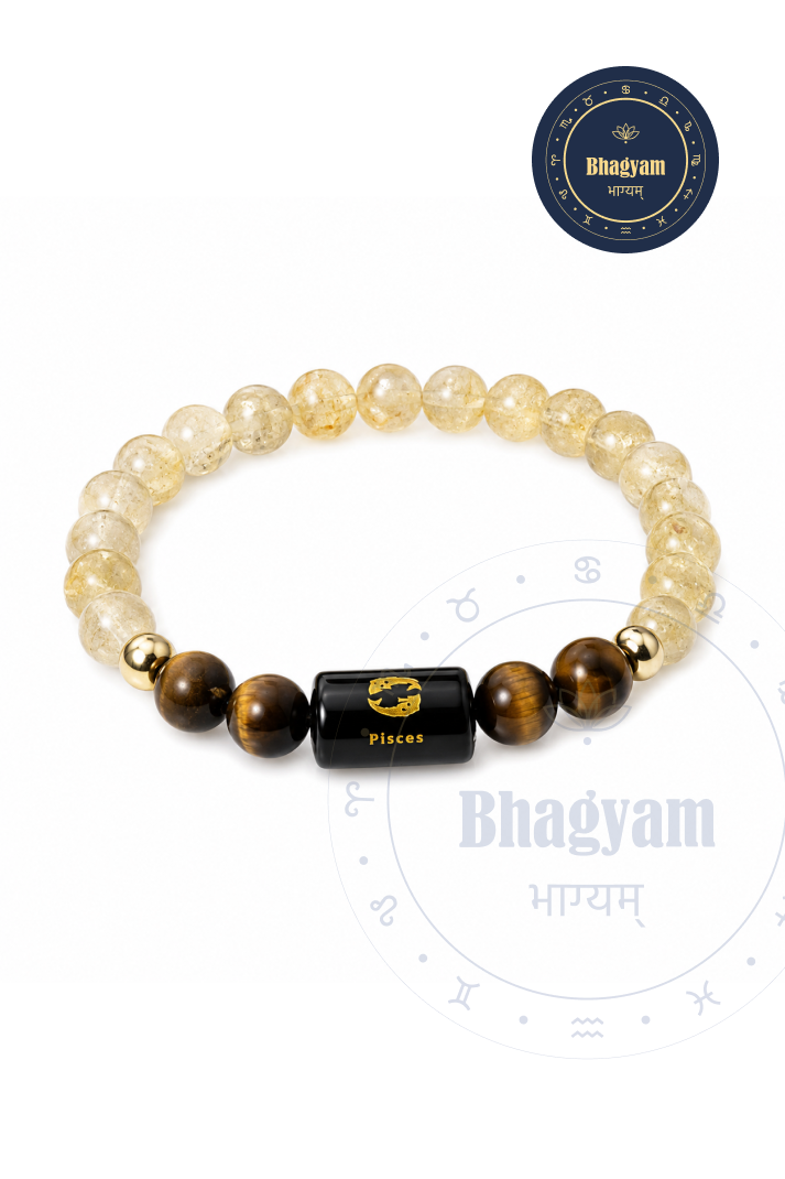 Pisces (Meen Rashi) Stone Bracelet with FREE Raw Selenite Plate
