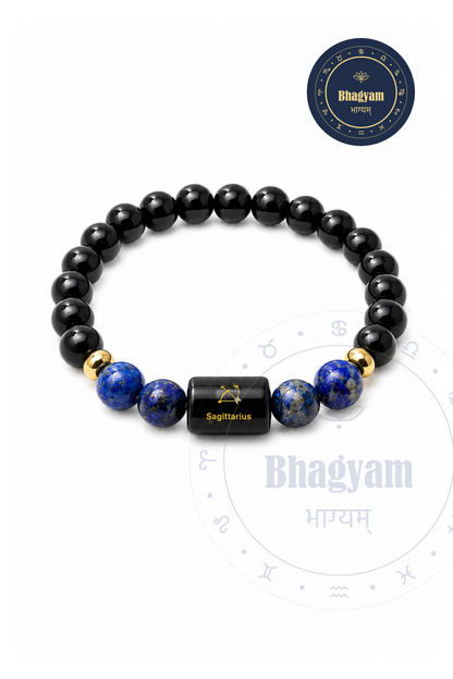 Sagittarius (Dhanu Rashi) Stone Bracelet with FREE Raw Selenite Plate