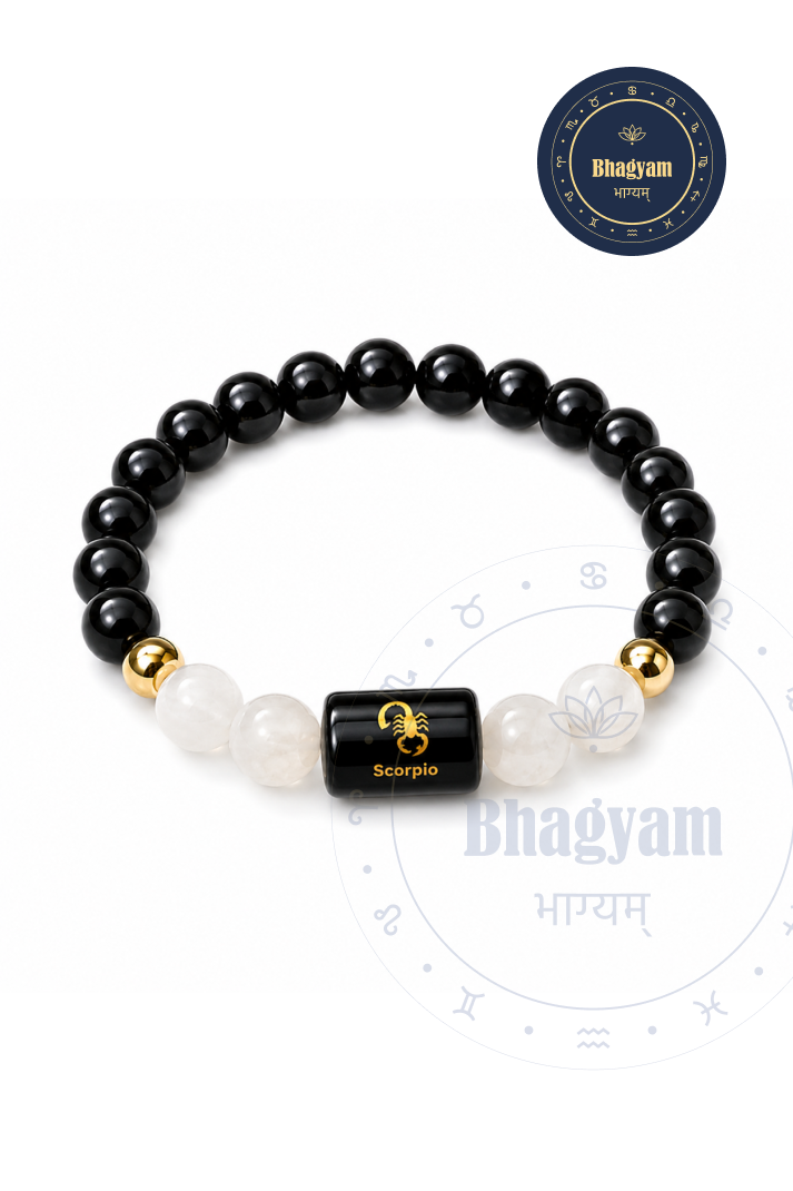 Scorpio (Vrishchik Rashi) Stone Bracelet with FREE Raw Selenite Plate