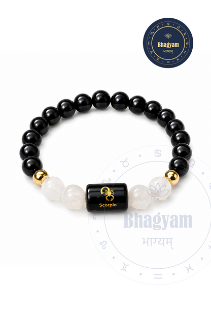 Scorpio (Vrishchik Rashi) Stone Bracelet with FREE Raw Selenite Plate