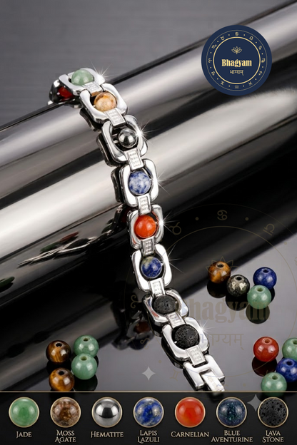 Seven Chakra Silver plated Bracelet