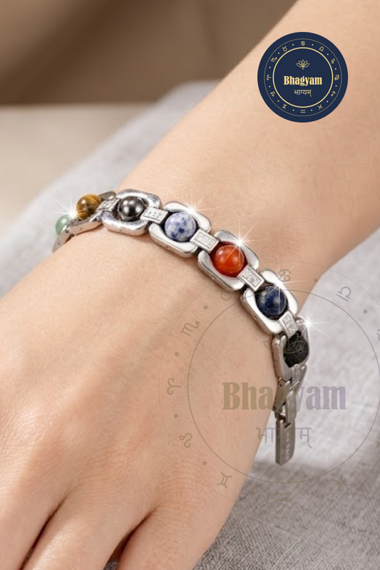 Seven Chakra Silver plated Bracelet
