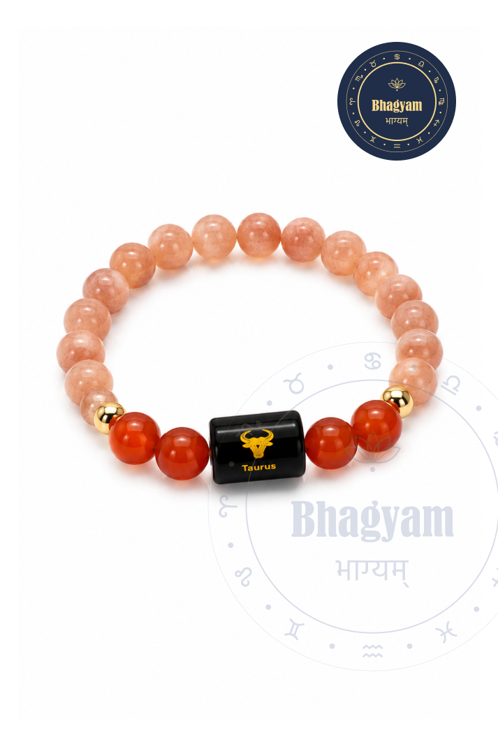 Taurus (Vrishabh Rashi) Stone Bracelet with FREE Raw Selenite Plate