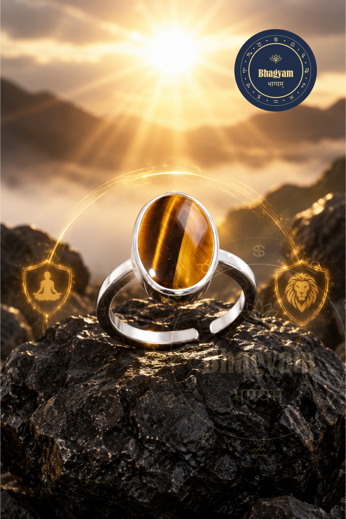 Tiger Eye Silver plated Adjustable Ring