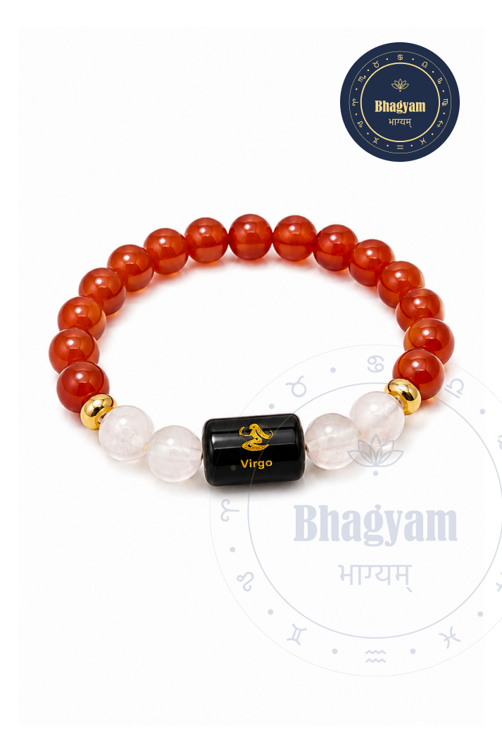 Virgo (Kanya Rashi) Stone Bracelet with FREE Raw Selenite Plate